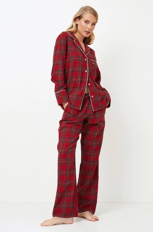 Женская пижама Aruelle рубашка и штаны XS Красный/принт (Holly-long)