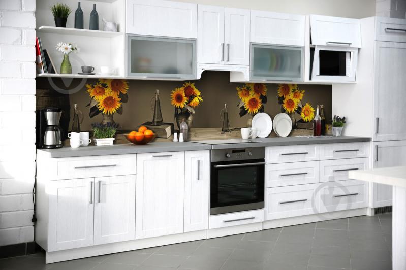 Скинали на кухню Zatarga «Подсолнухи букет» 600х3000 мм виниловая 3Д наклейка кухонный фартук самоклеящаяся Z180387/2 Скинали на кухню Zatarga «Подсолнухи букет» 600х3000 мм виниловая 3Д наклейка кухонный фартук самоклеящаяся Z180387/2