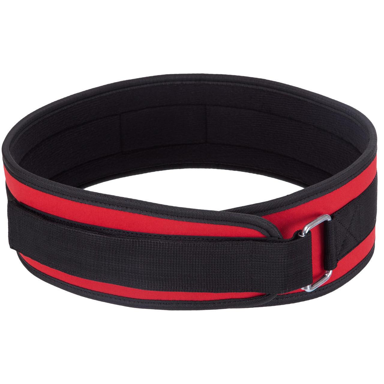 Пояс атлетический текстильный Zelart SB-165472 85-110 см XS-XXL спинка 10 см Красный (2532847896)