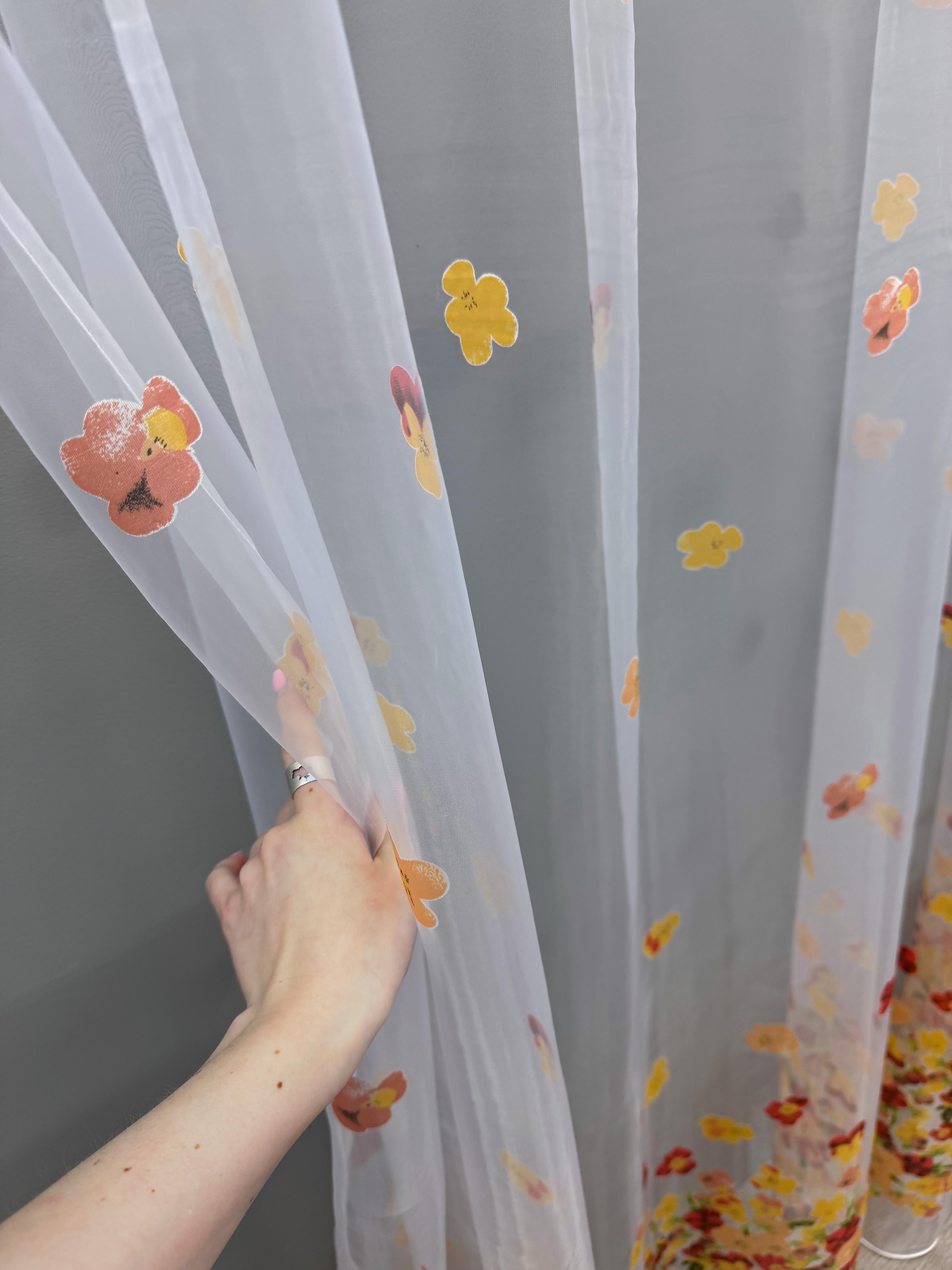 Тюль VR-Textil 823т Бабочки органза 300х250 см Белый/Оранжевый/Красный (40-539) - фото 4