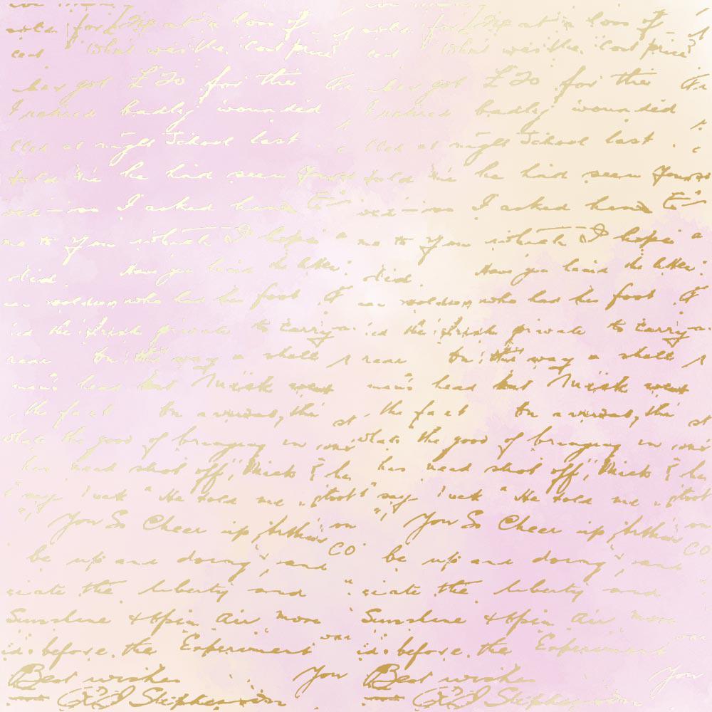 Лист паперу односторонній Golden Text із фольгуванням 30,5х30,5 см Pink yellow/Watercolor