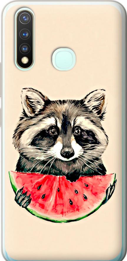 Чехол на Vivo Y19 Енотик с арбузом (4605u-630-42517)