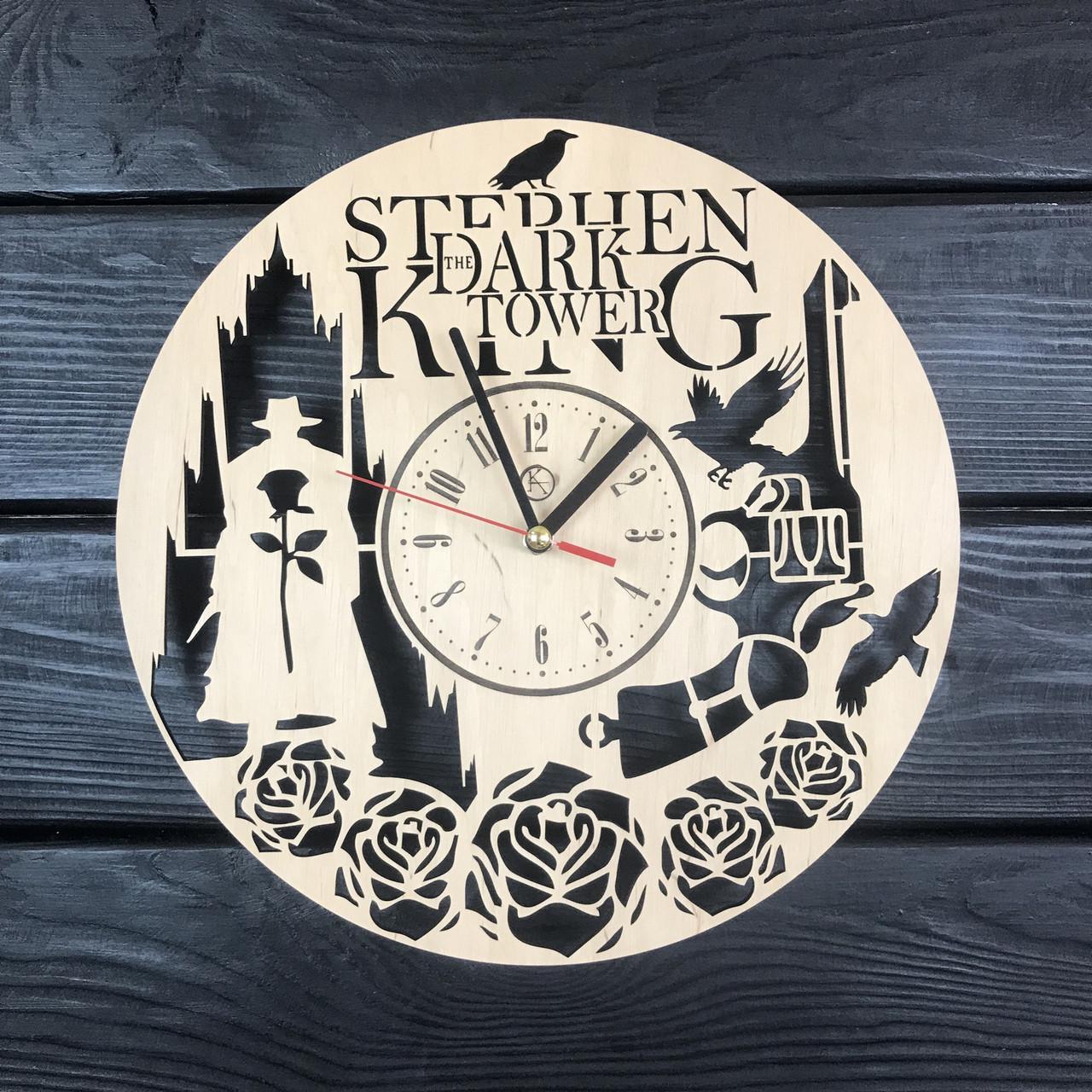 Часы круглые настенные из дерева Тёмная башня