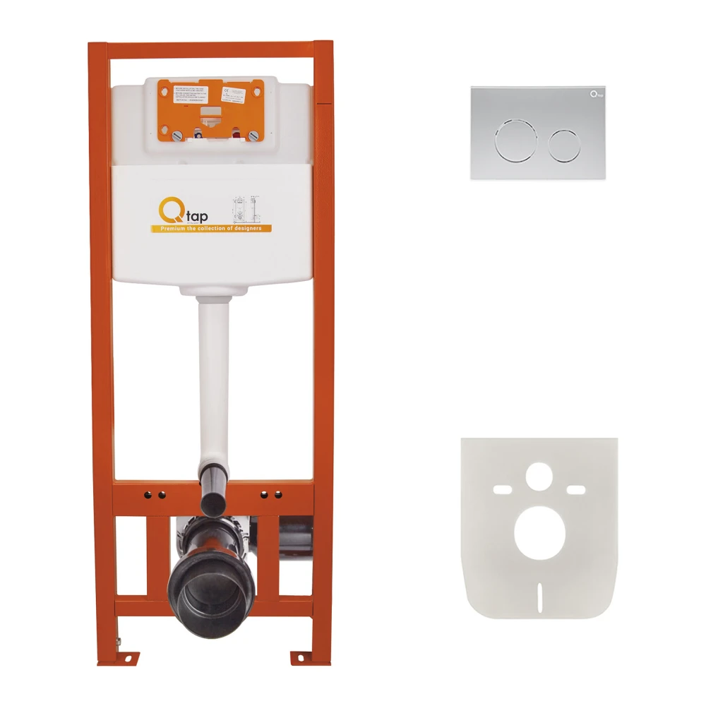 Набор инсталляция Qtap Nest ST с круглой панелью смыва 4в1 (QT0133M425M11111SAT)