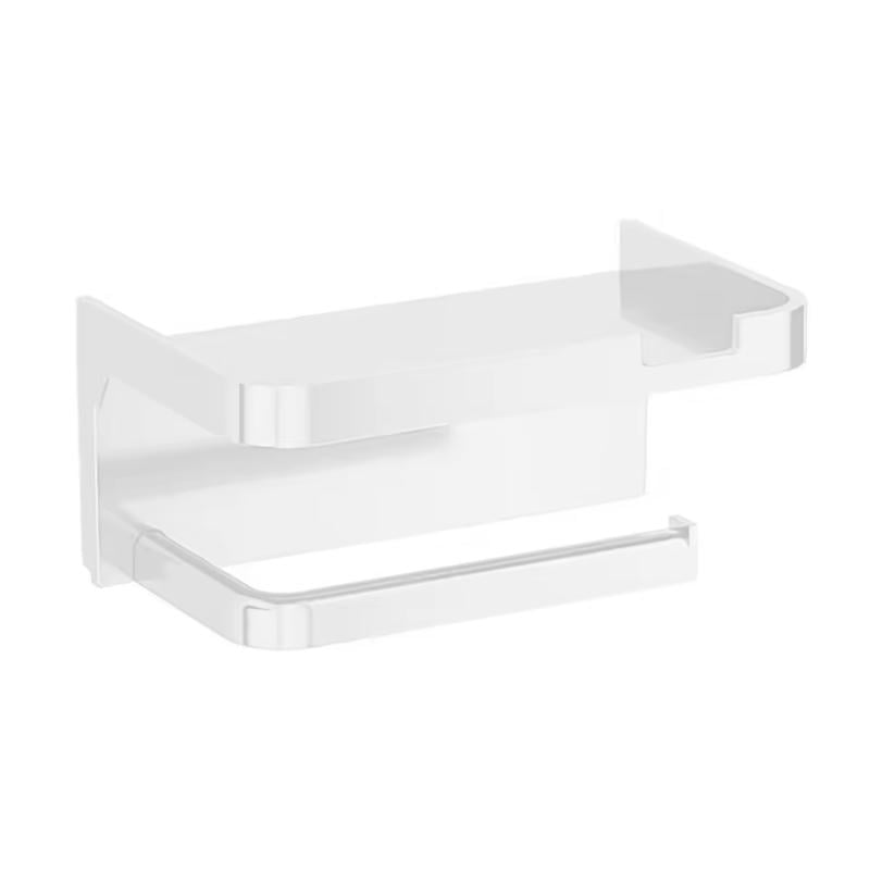 Держатель для туалетной бумаги с полкой самоклеющийся Белый (2689612485)