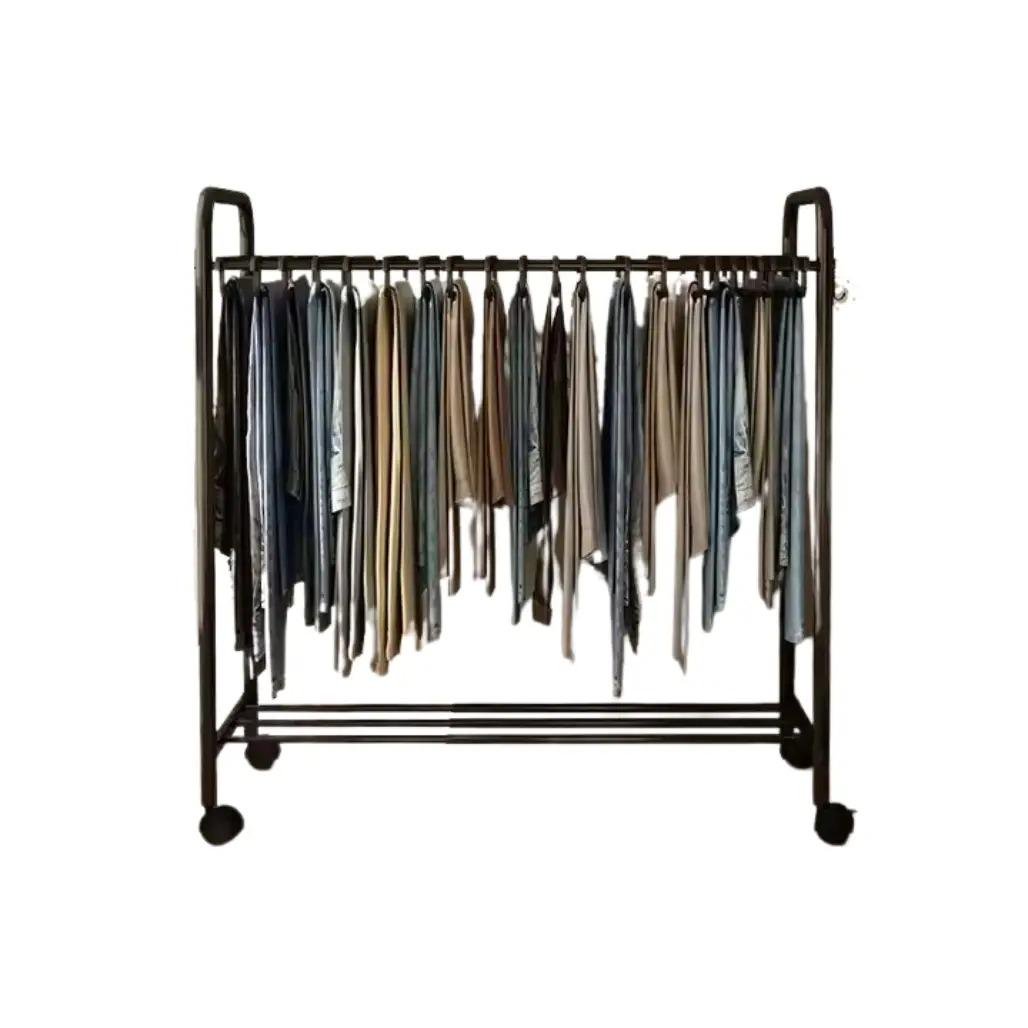 Вішалка для штанів і штанів на 22 пари підлогова пересувна з полицею для взуття Чорний
