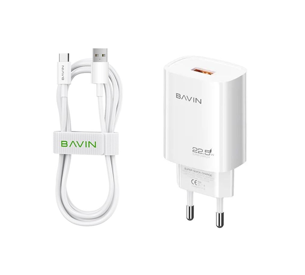 Зарядное устройство для BAVIN PC995Y 22,5W USB-A Super Quick Charge с кабелем USB-A/Type-C White (C-PC995Y-CW)