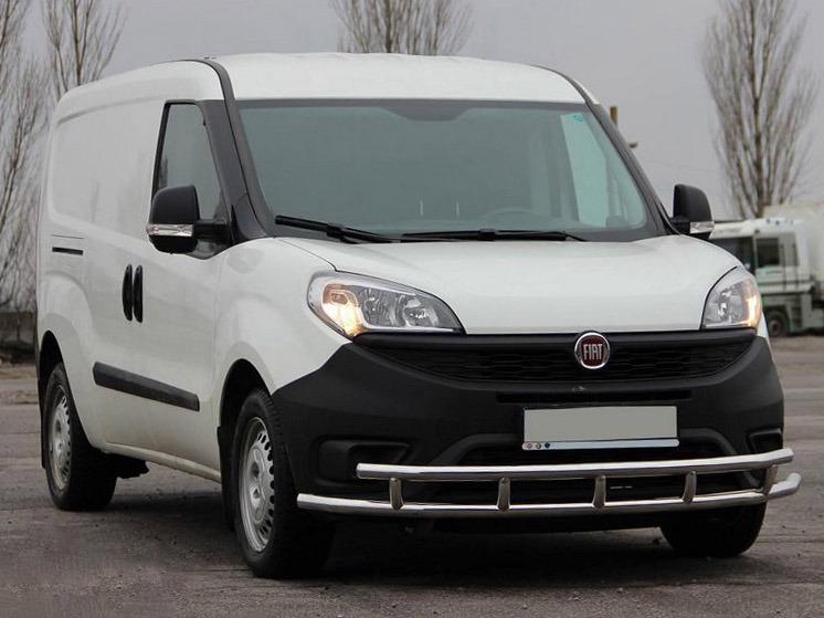 Передняя защита ST016-3 42/42 мм CAN для Fiat Doblo II 2010-2022 гг. нержавеющая сталь Хром