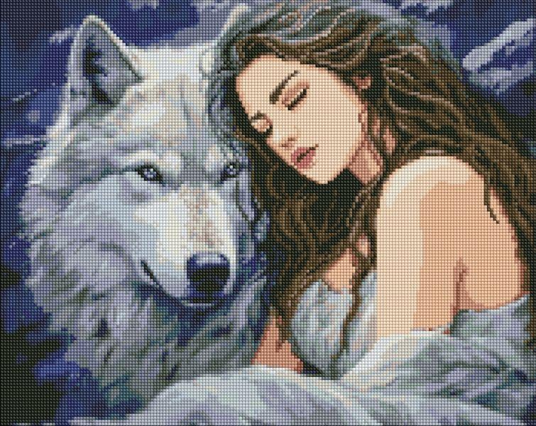 Алмазна мозаїка Під захистом вовка art_selena_ua 40х50 см (AMO7897)