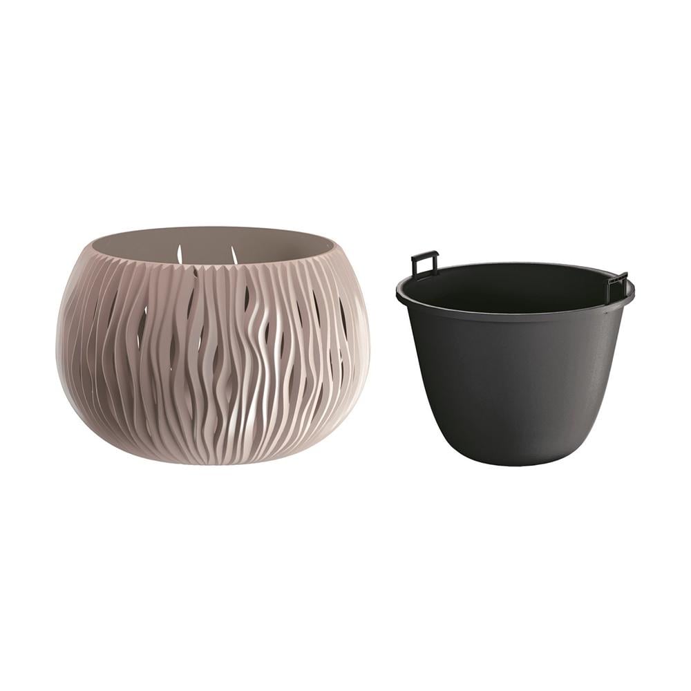 Горшок для цветов Prosperplast Sandy Bowl с вкладышем 29х19 см Мокка (23063-7529)