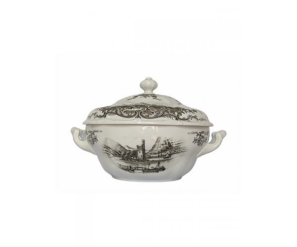 Супница винтажная Bavaria Hellmann Wiesau Bavaria West T.S. PORZELLAN QUALITY изысканная и качественная фарфоровая с крышкой и ручками (123898)