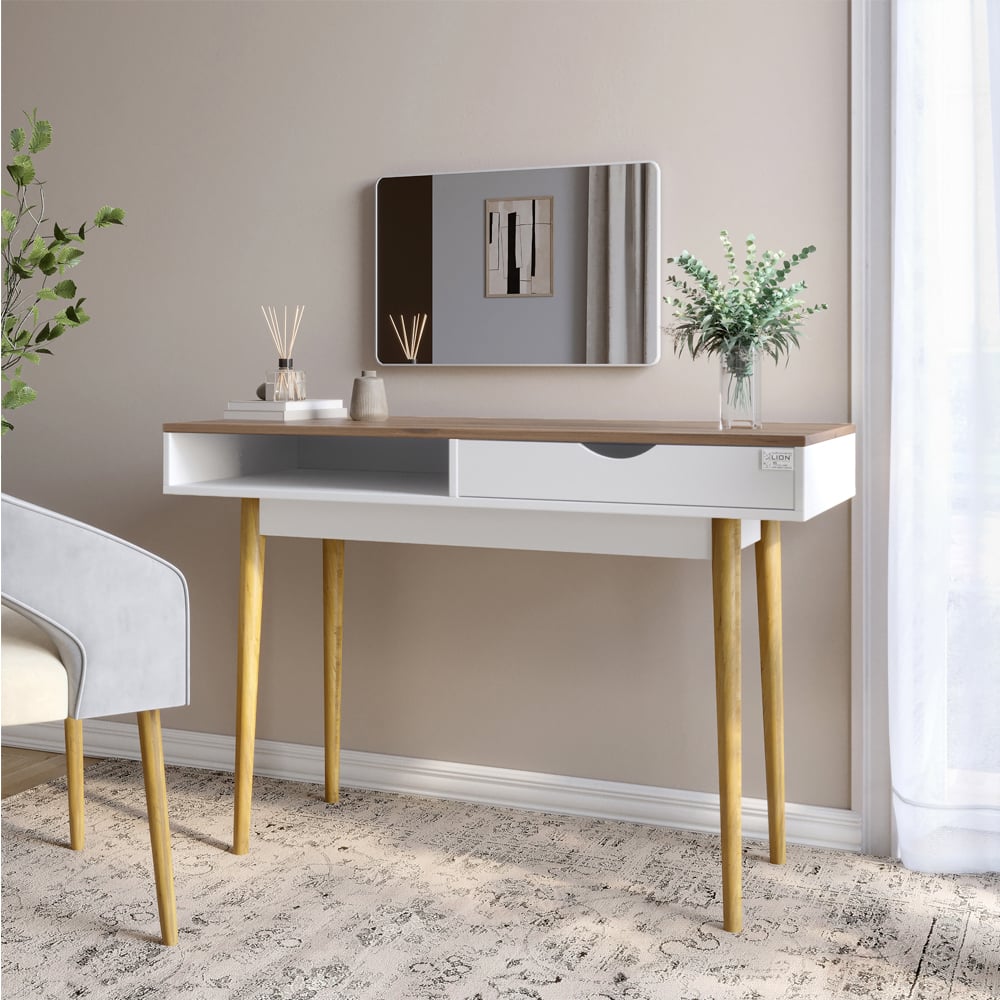 Письменный стол Lion Сканди-1 120,4x48,4x82 см Нимфея Альба/Дуб Ливорно (LION-041193)