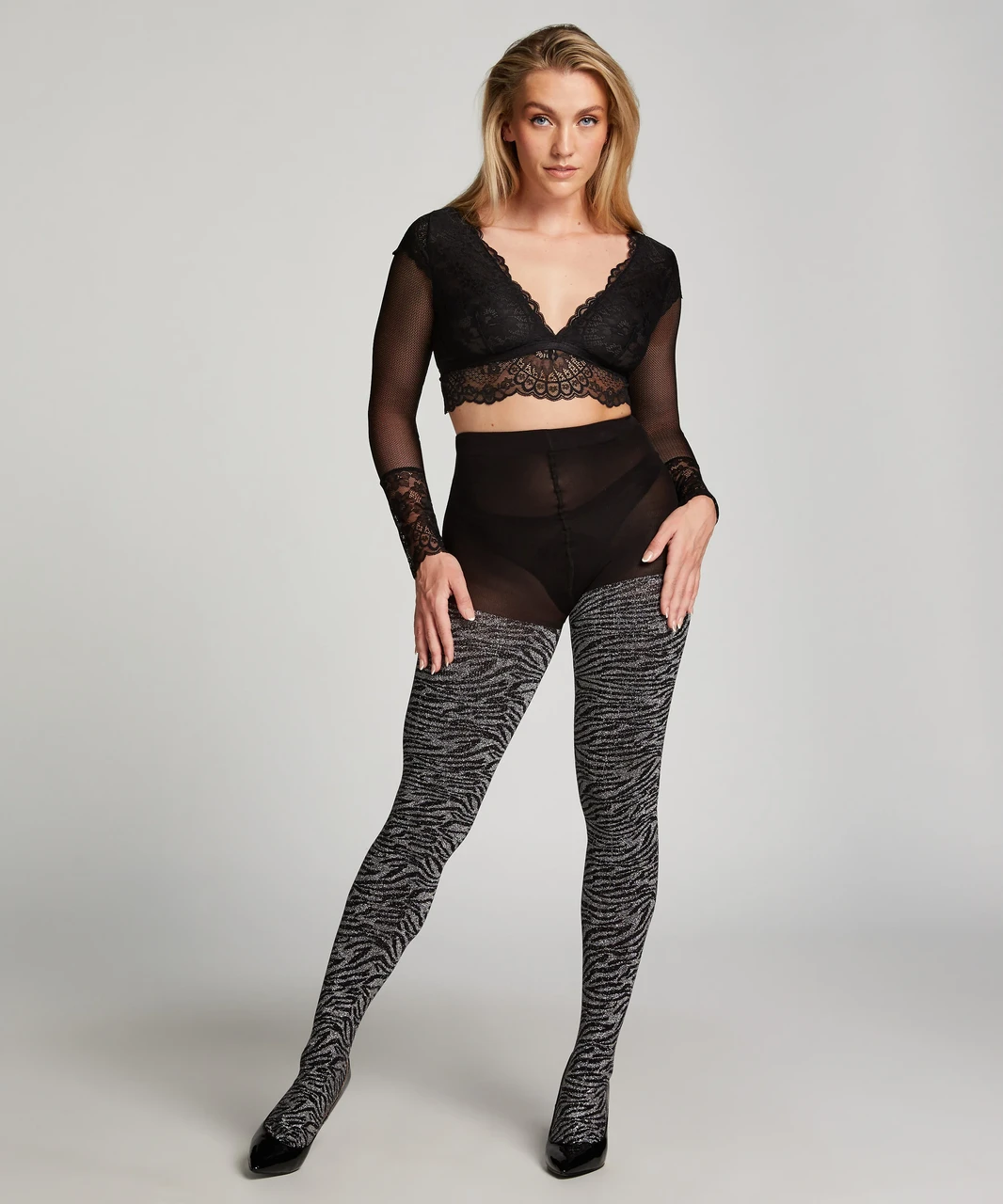 Колготи жіночі Hunkemöller 50 Denier Lurex Zebra S-M Срібний Колготи жіночі Hunkemöller 50 Denier Lurex Zebra S-M Срібний