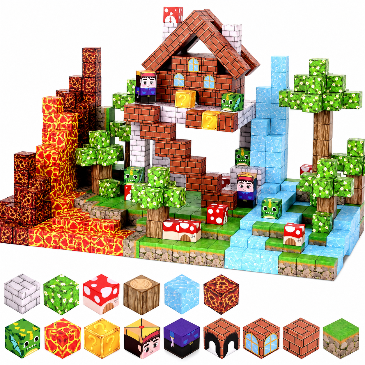 Конструктор магнитный Minecraft Дом выживания с лавовым биомом для детей от 3 лет 100 дет. (BT110)