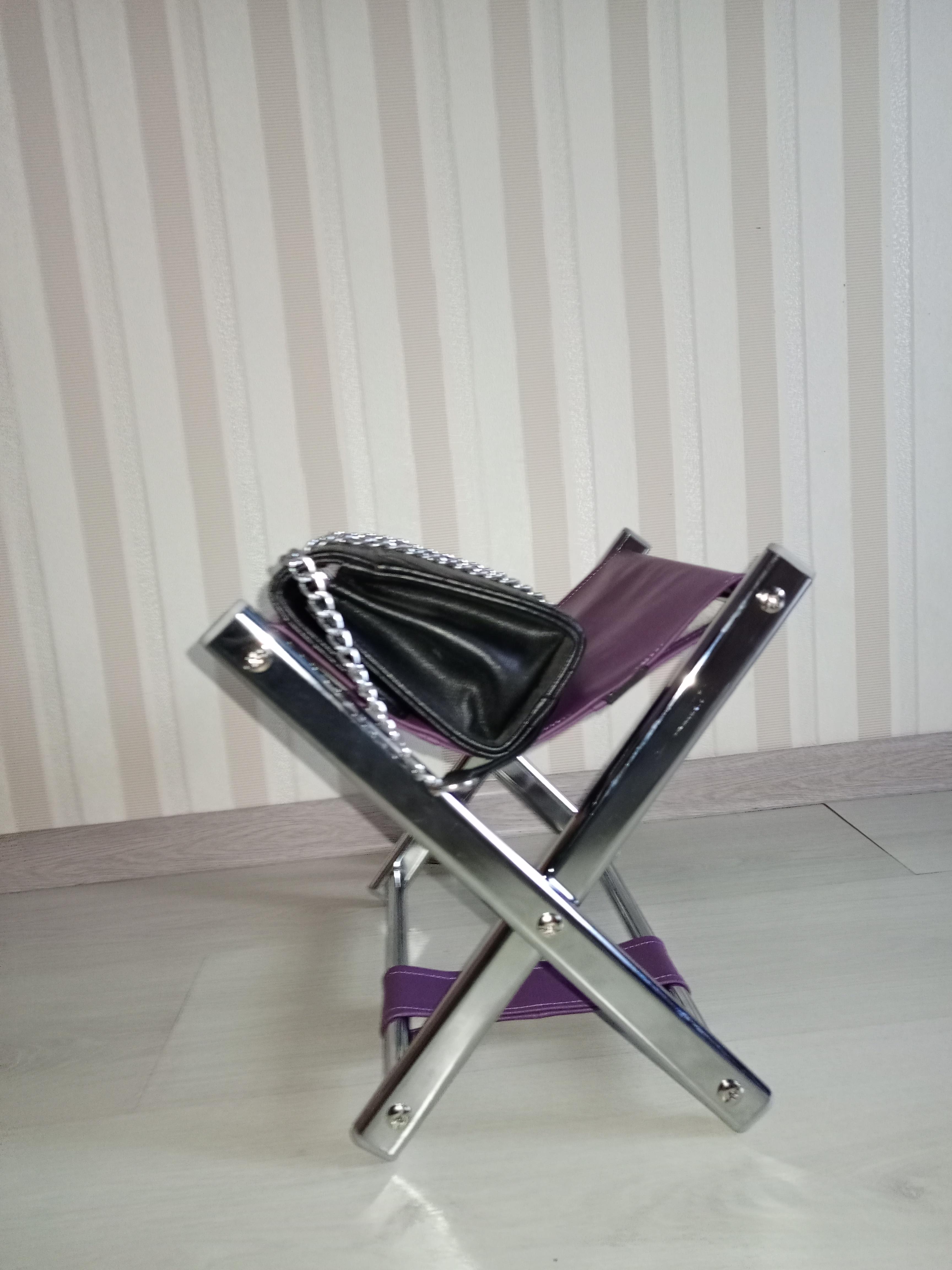 Підставка для сумки висота 31 см Темно-фіолетовий/Хром - фото 3