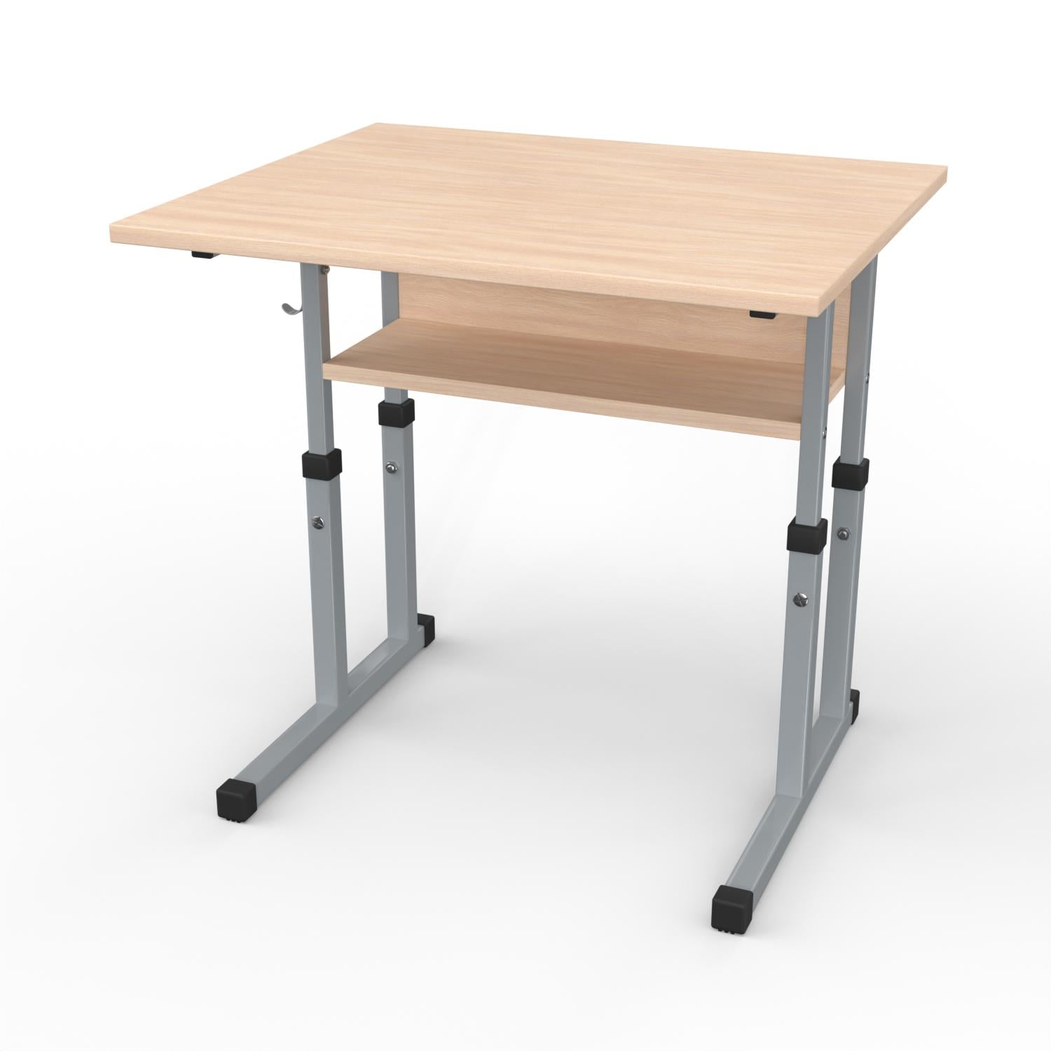 Парта школьная двухместная регулируемая 1-11 класс прямая столешница 1200x500 мм Дуб молочный/Серый (1114-dm-s)