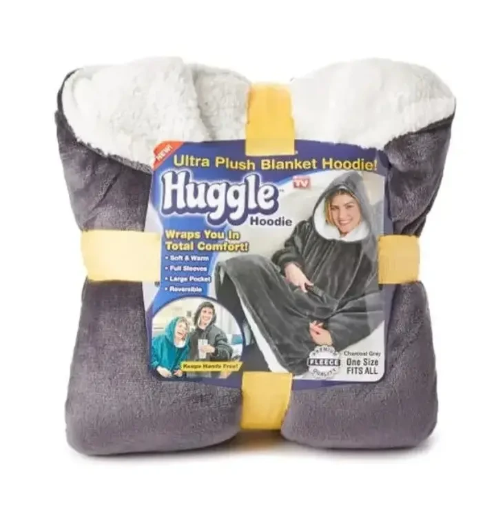 Толстовка-плед Blanket Hoodie с капюшоном и рукавами Серый