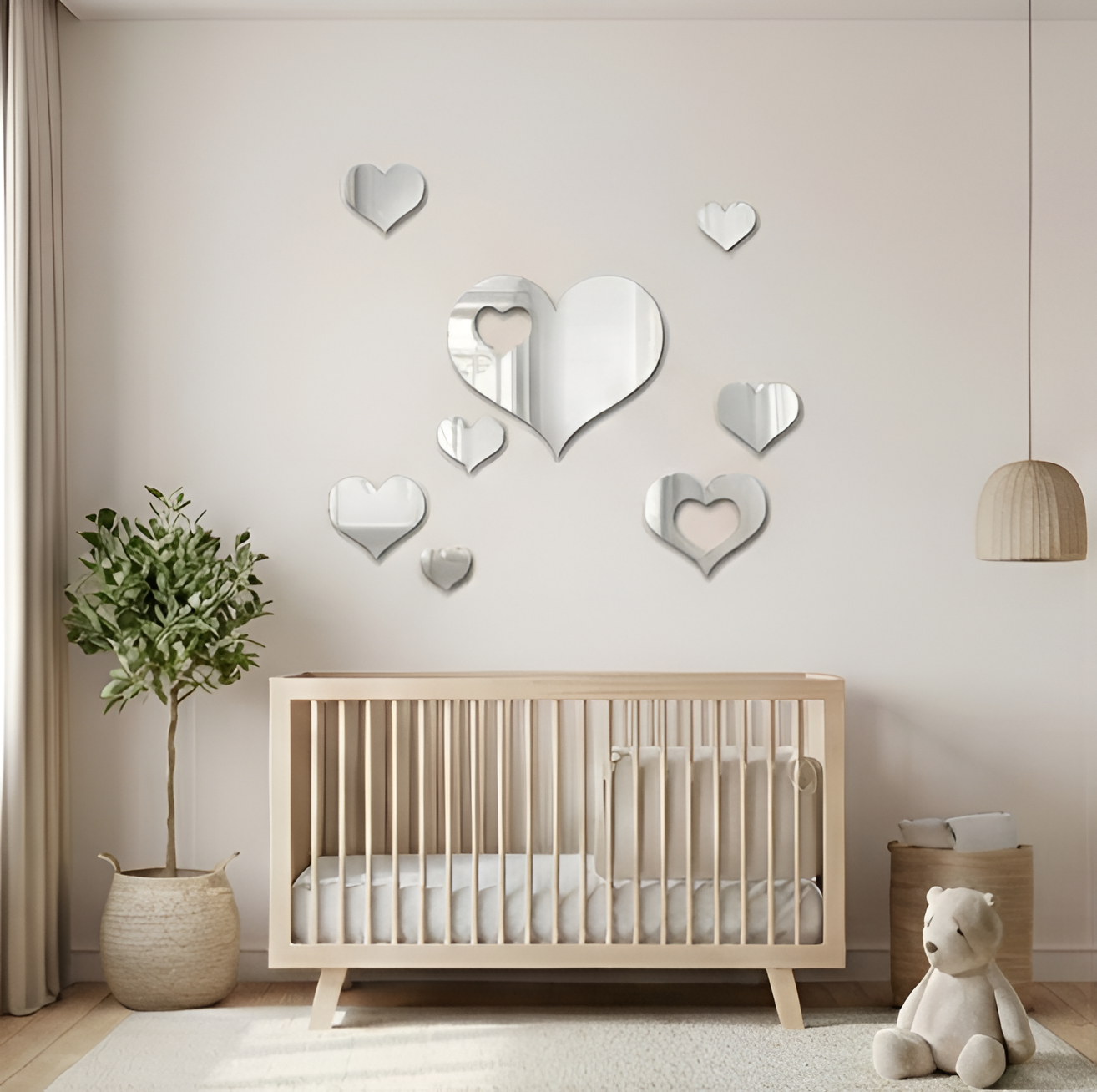 Набор зеркального декора DFA Сердечки для стен и мебели 8 шт. Серебристый (YA00098-S)