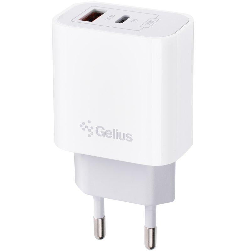 Зарядний пристрій мережевий Gelius Merge GP-HC060 GAN USB+Type-C 35W QC/PD/PPS White (99403)