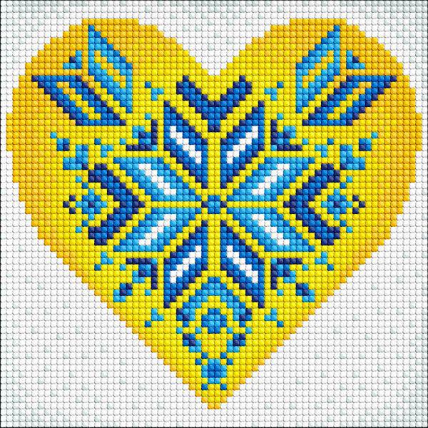 Алмазная мозаика Идейка Украина в сердце с голограммными стразами 20x20 см (Id-AMC7682)