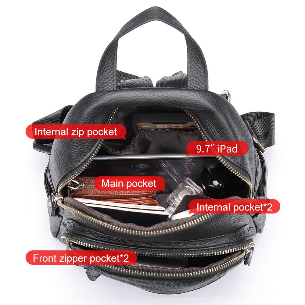 Рюкзак жіночий Lorian з натуральної шкіри на одне велике основне відділення Чорний (LR 25172-black) - фото 6