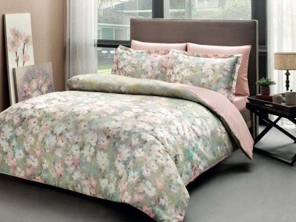 Постельное белье Tac сатин digital Jamie pudra Розовый