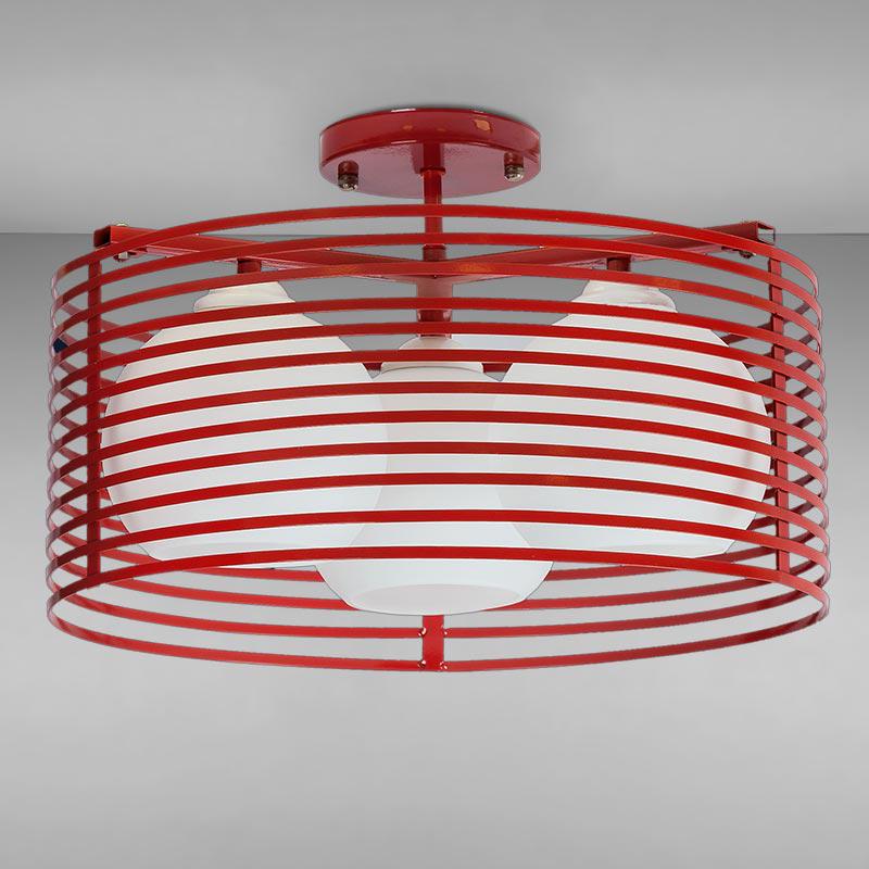 Люстра потолочная лофт Light House LS-15073-3 на три лампы Красный / Белый