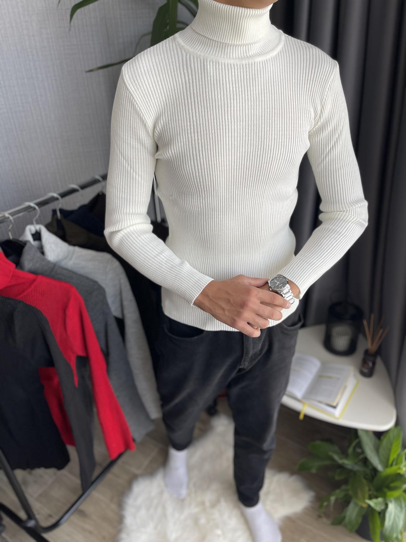 Гольф мужской с высокой горловиной в рубчик XXL Белый (26535/1/4) - фото 6 Гольф мужской с высокой горловиной в рубчик XXL Белый (26535/1/4) - фото 6