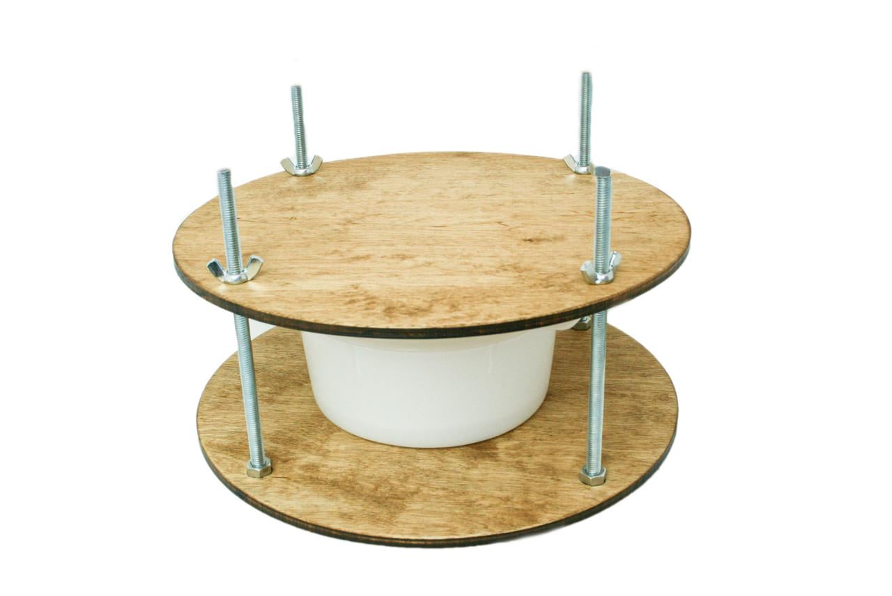 Пресс для сыра деревянный круглый металлоразборный 28,5 см 20 см Орех (18354194)