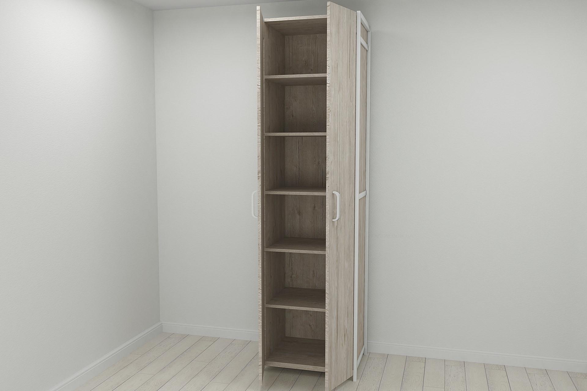 Шкаф гардероб уни секция 7 серии Конект Ferrum-decor 220x60x50 см металл Белый/ДСП Дуб Шервуд (SHG121)