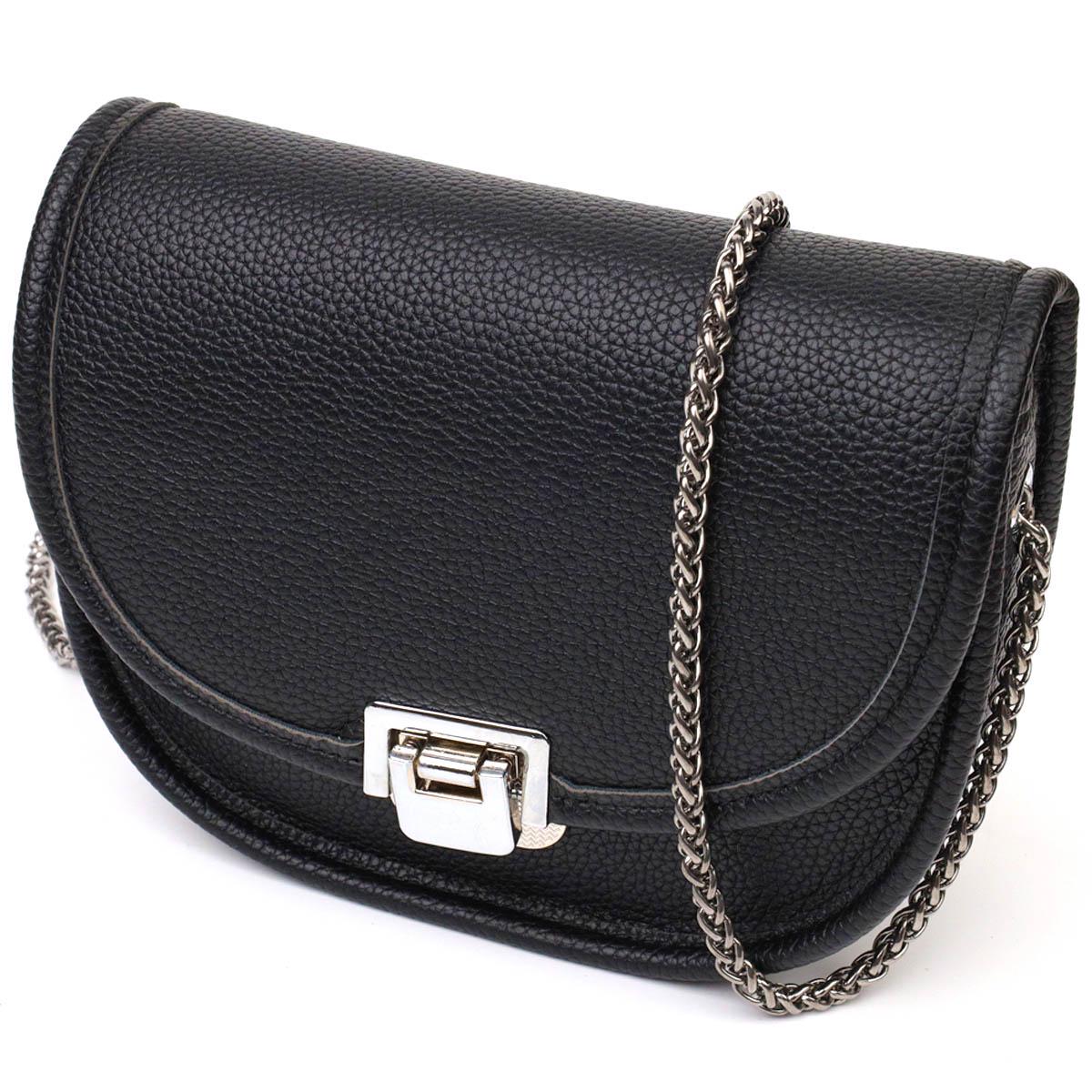 Сумка на цепочке Vintage Bag 22118 из натуральной кожи Черный