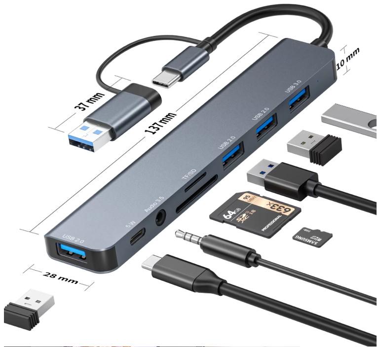 USB-хаб 3.0 Type-C/Type-A на 8 портов (AWN-00147) - фото 3 USB-хаб 3.0 Type-C/Type-A на 8 портов (AWN-00147) - фото 3