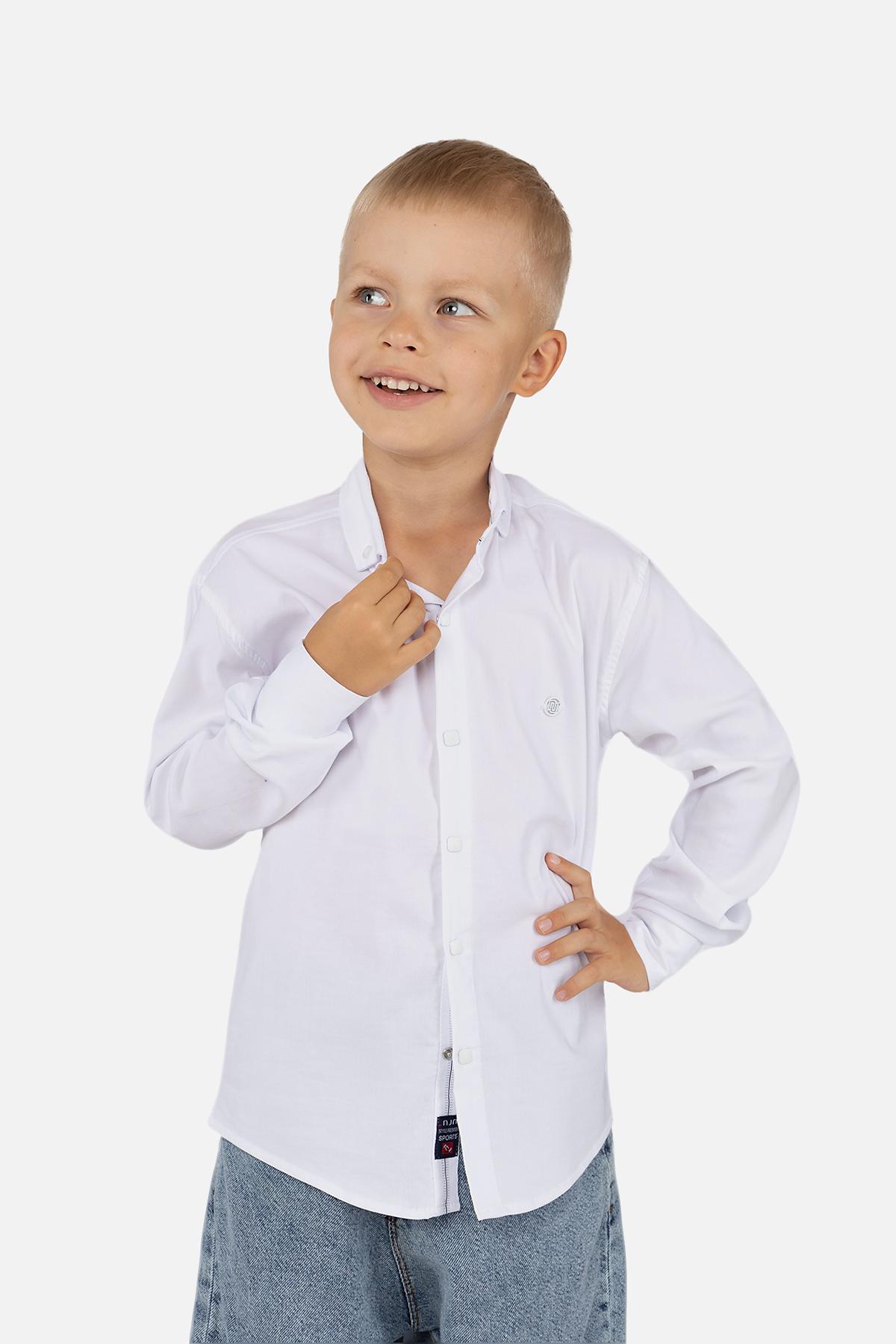 Рубашка с длинным рукавом ЦБ-00254389 для мальчика 134 см Белый (SKT001003871)
