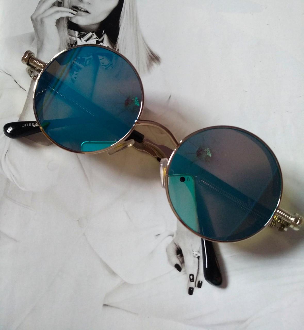 Круглые очки тишейды с шорами Голубой/Серебряный (6631-9)