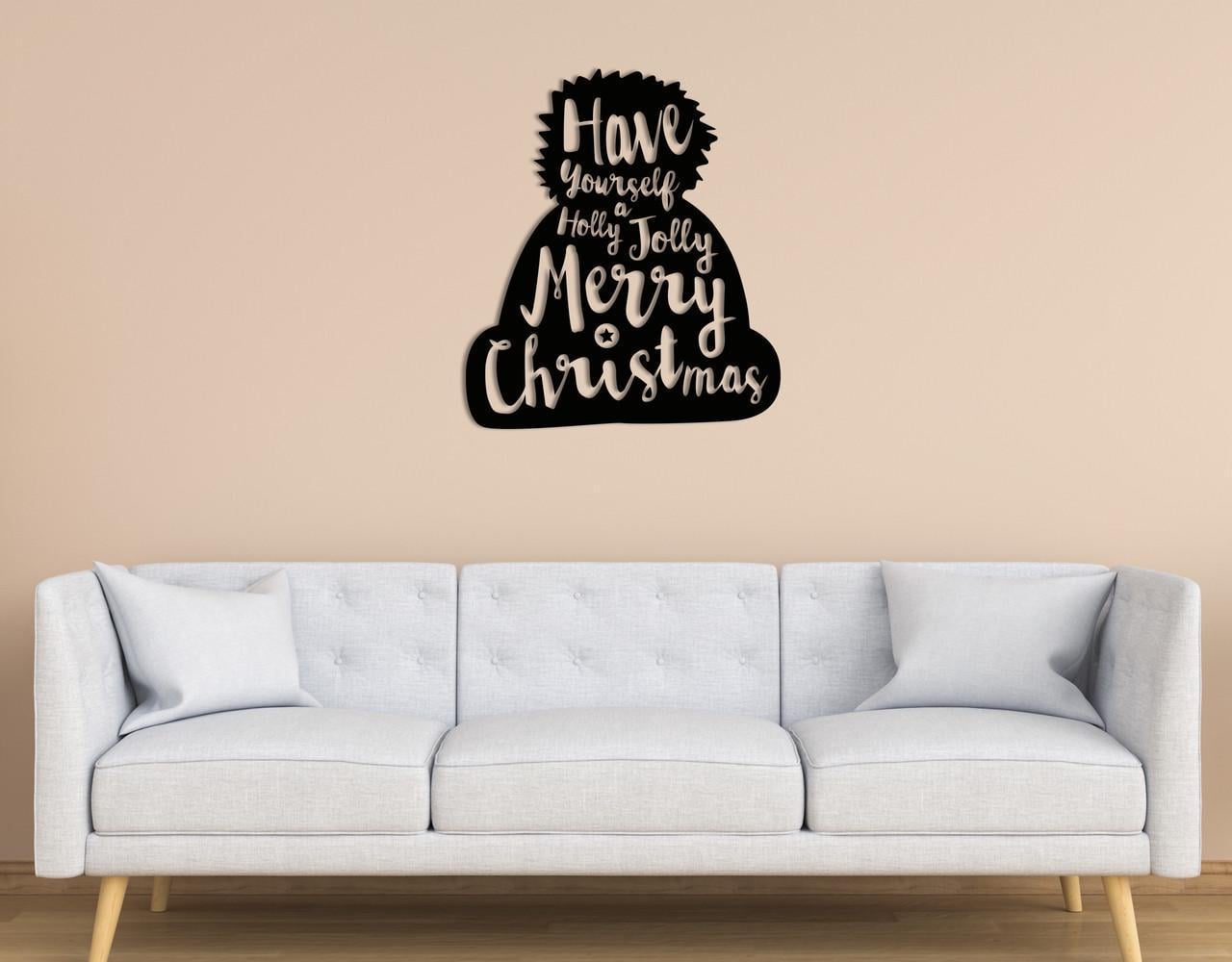 Декоративное панно на стену Upwood Decor Merry Christmas Hat Merry Christmas 70х79,8 см Black (1577461428)