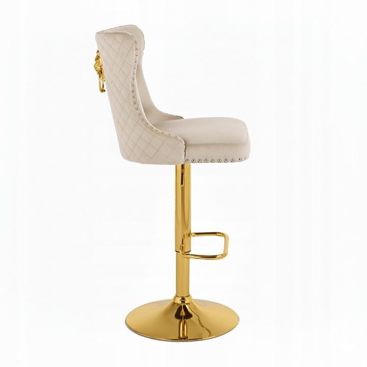 Барний стілець Crystal Velvet з декоративним левом Бежевий (29734170) - фото 3