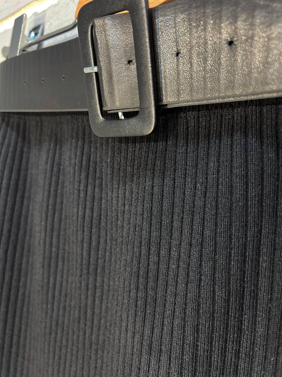 Спідниця жіноча My fashion 6016 в'язка рубчик рівна з ременем р. 44-48 Чорний (3148) - фото 3