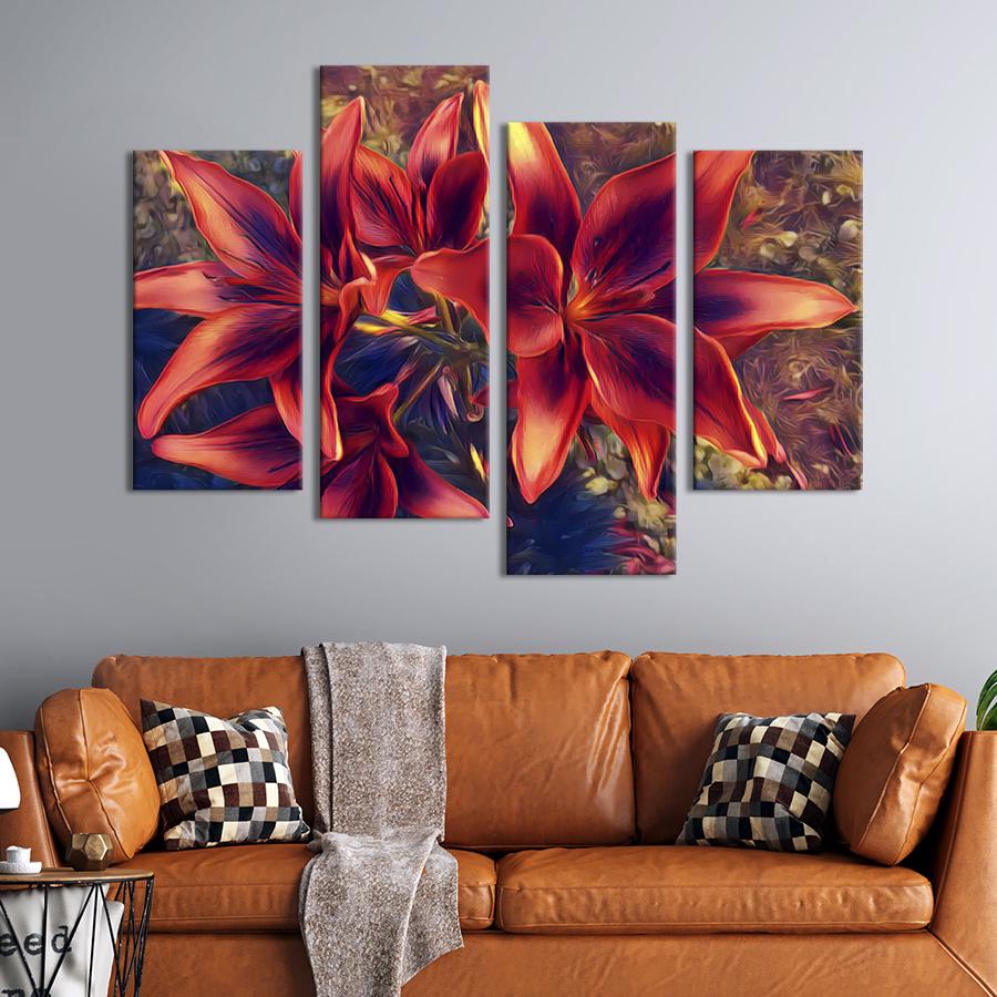 Картина на холсте Цветы бордовой лилии 129x90 см (973-42) Картина на холсте Цветы бордовой лилии 129x90 см (973-42)