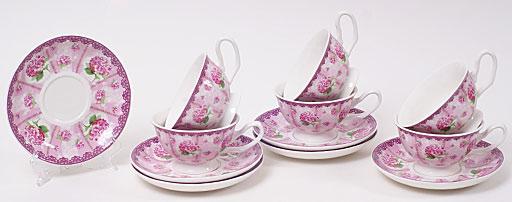 Сервиз кофейный Летний Луг-128 с блюдцами 6 чашек 180 мл