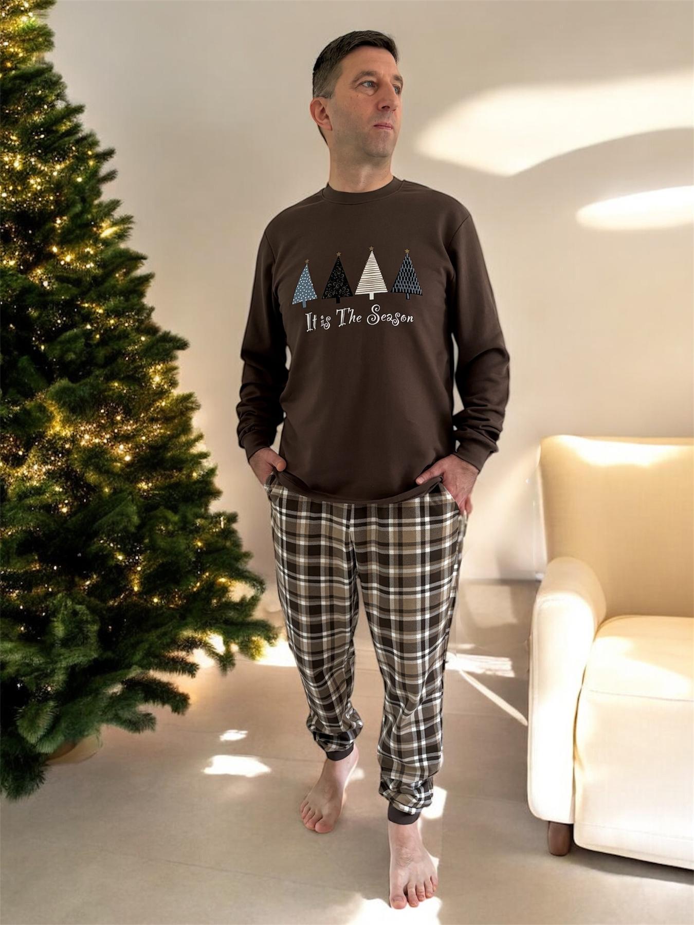 Пижама мужская Праздничный Уют 2XL Коричневый (KMW50)