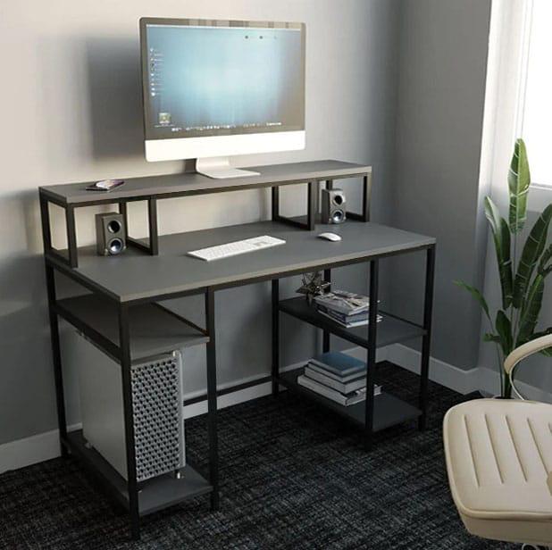 Комп'ютерний стіл у стилі Лофт StepLoft з поличками каркас металевий (Comp-table-198)