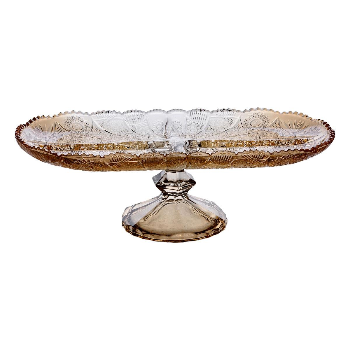 Фруктовниця скляна на ніжці 33.5х15х10.5 см овальна ваза для фруктів - фото 2 Фруктовниця скляна на ніжці 33.5х15х10.5 см овальна ваза для фруктів - фото 2