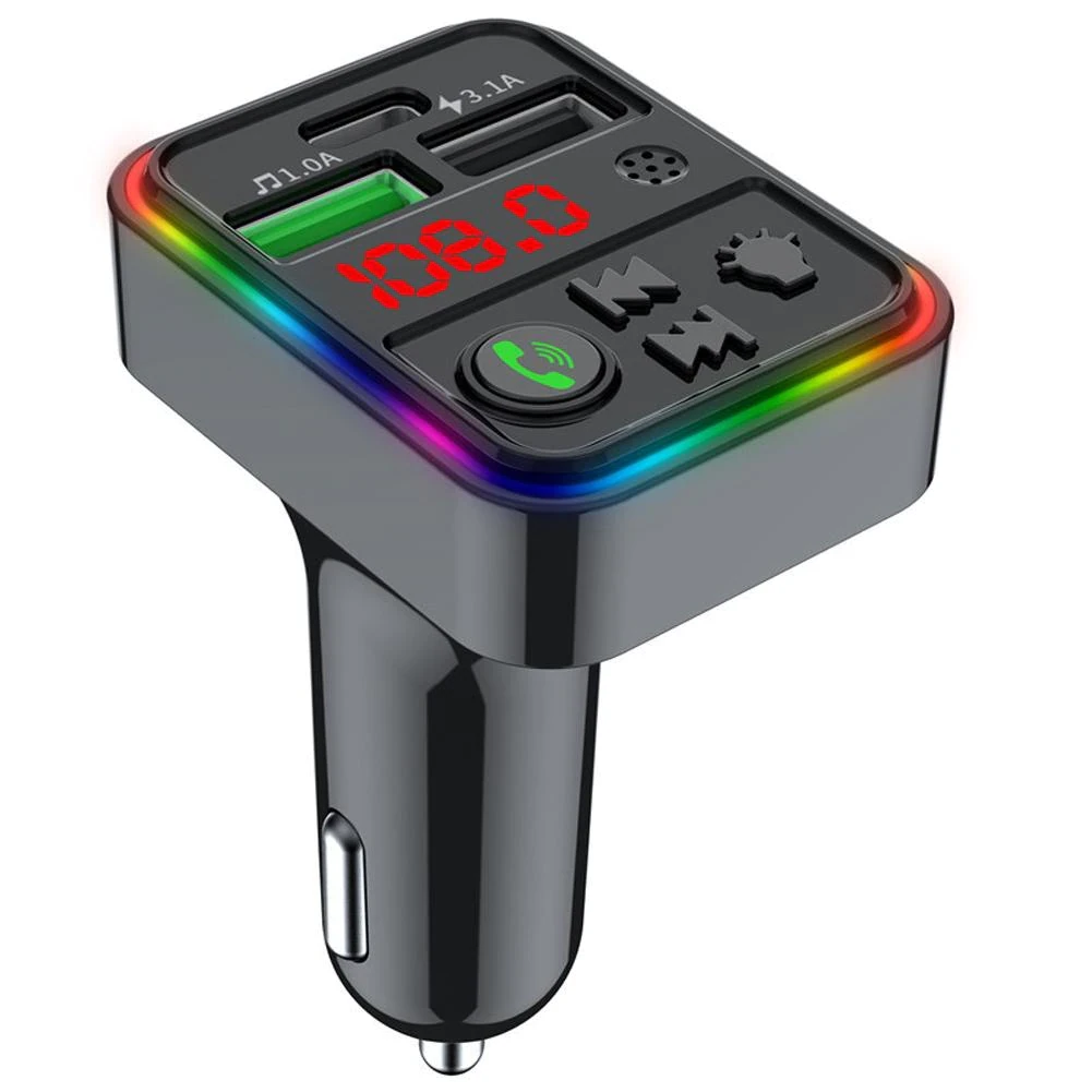 FM-трансмітер CAR F18 RGB 12-24V Wireless car kit 2 USB (14422012)