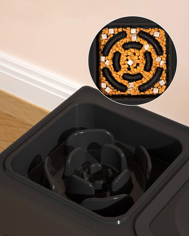 Миска двойная для собак ELS PET на подставке с плавающим блюдцем и медленным кормлением Черный (1822310979) - фото 5