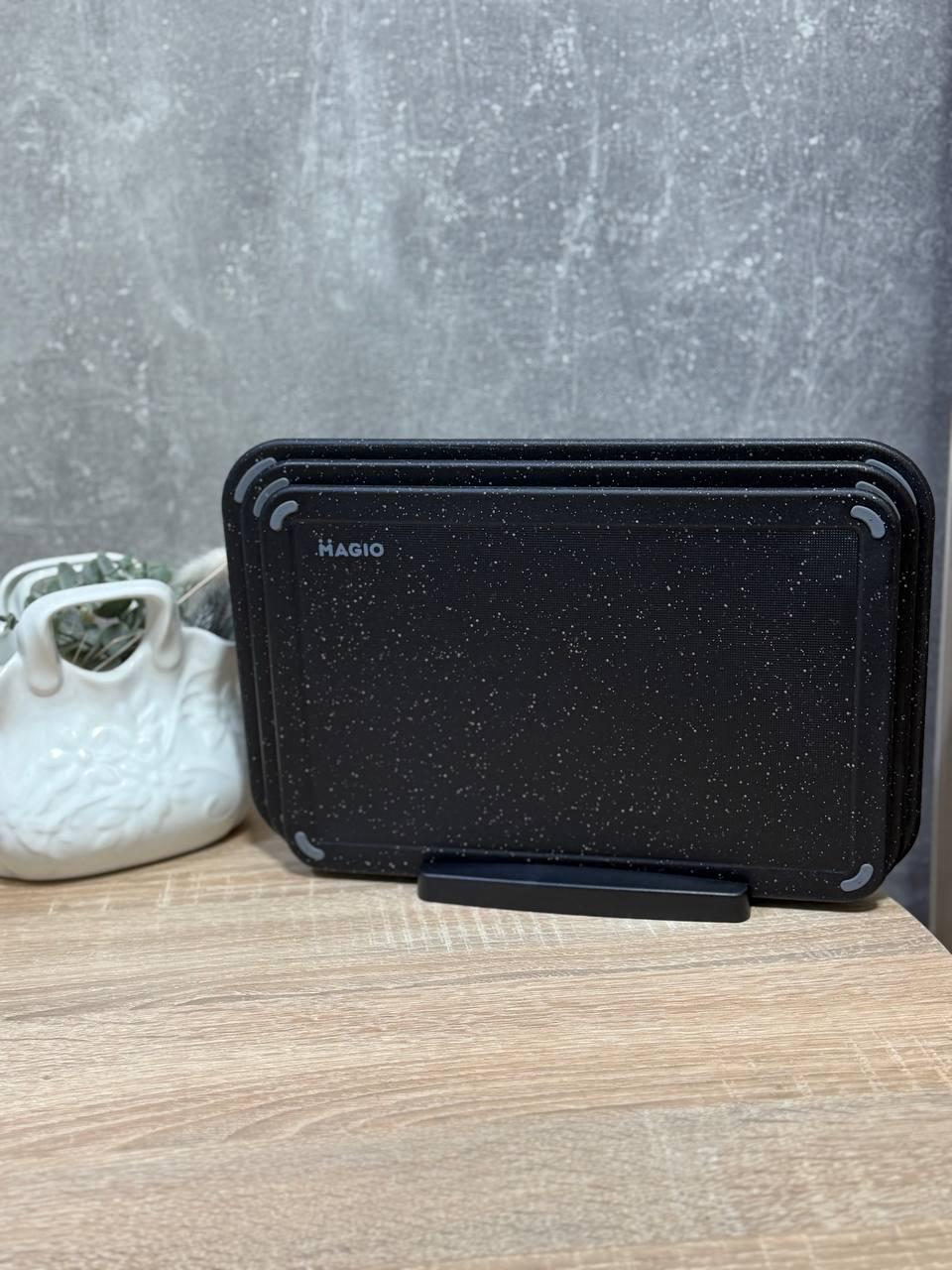 Набор разделочных досок Magio MG-1133 на подставке 4 предмета Черный (MG-1133)