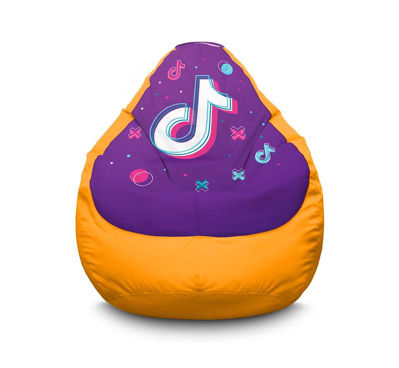 Крісло мішок iPuff Tik Tok Big logo Yellow Оксфорд XXL 90х125 см Жовтий