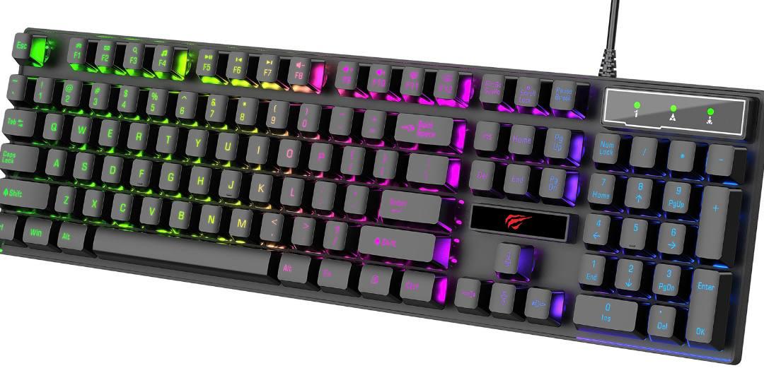 Клавиатура игровая мембранная Havit HV-KB101L RGB Black (м00120) - фото 2 Клавиатура игровая мембранная Havit HV-KB101L RGB Black (м00120) - фото 2