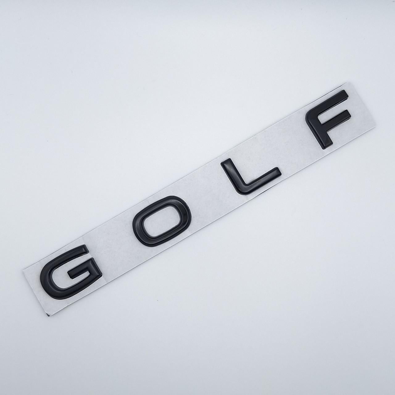 Эмблема надпись Golf Volkswagen металл 18х2 см Черный глянцевый (1978516785)