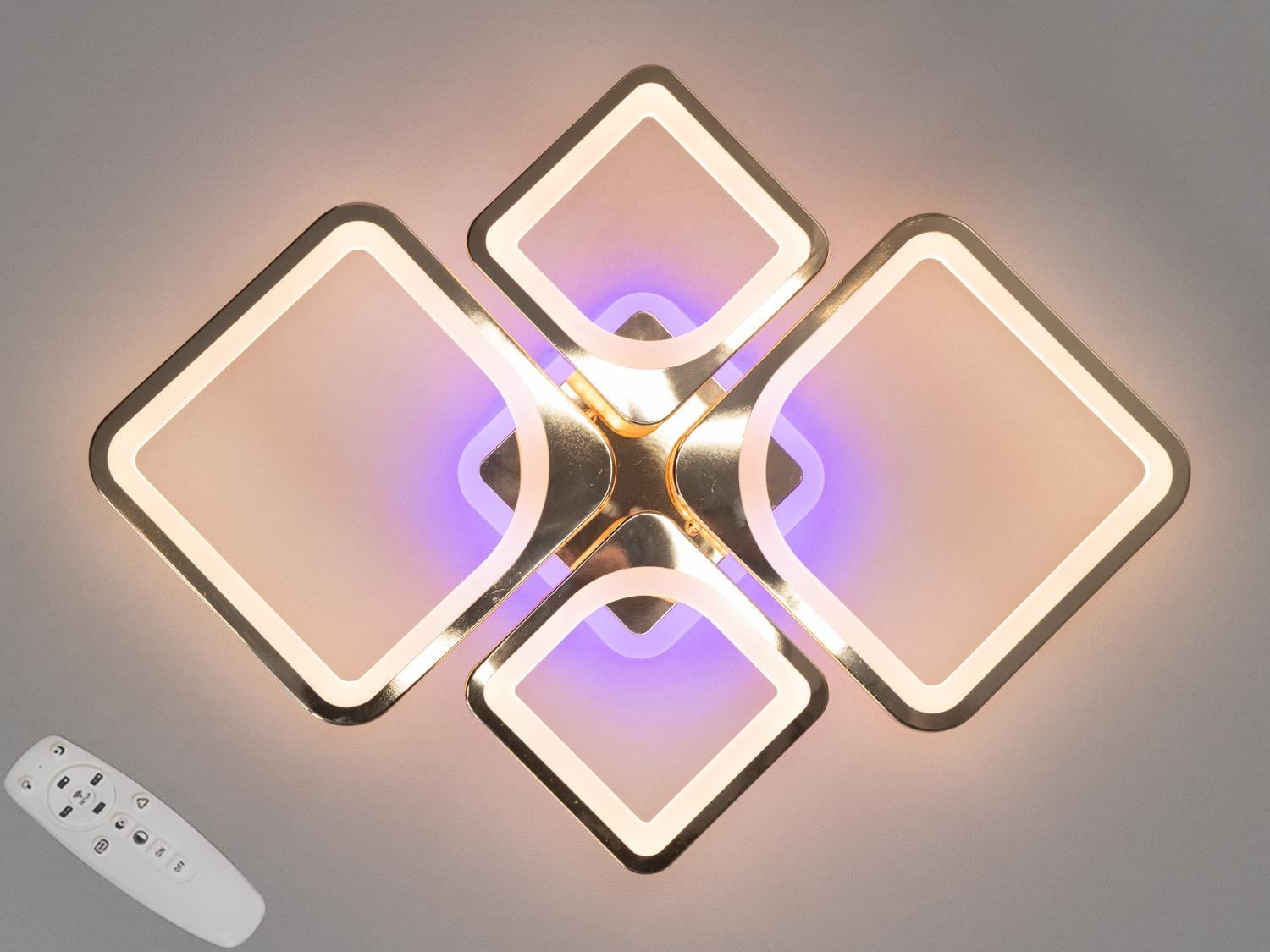 Люстра потолочная с диммером и LED подсветкой 100W 8060/2/2G 3col dim Золотистый Люстра потолочная с диммером и LED подсветкой 100W 8060/2/2G 3col dim Золотистый