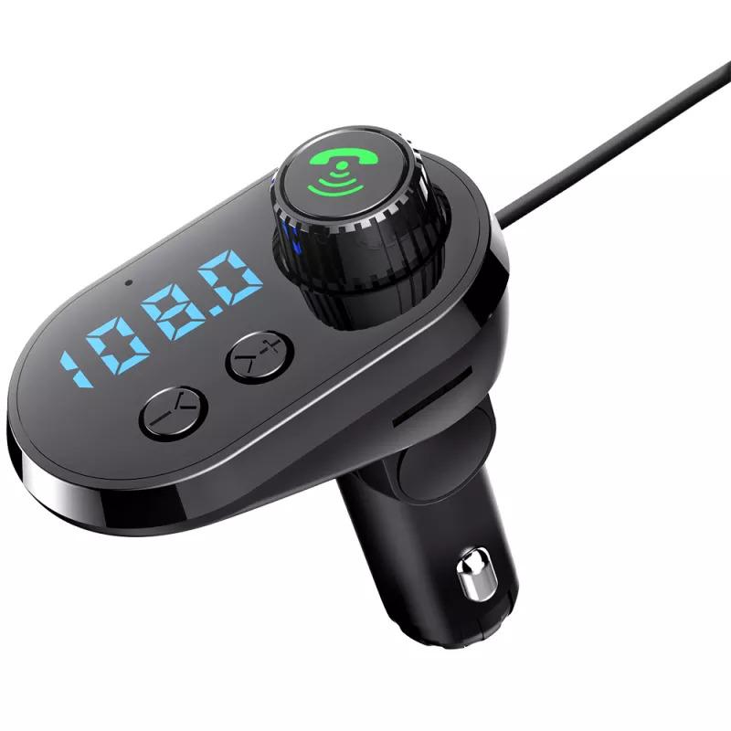 Трансмітер Bluetooth Car Q15 з кабелем Type-C/MicroUSB/Lightning Чорно-сірий (1008989-Black) - фото 2